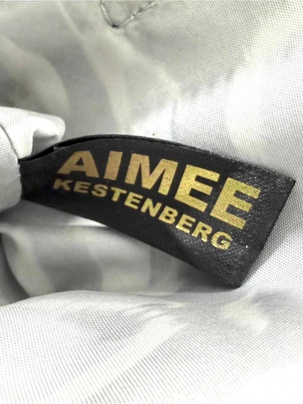 Aimee Kestenberg Black Pebbled Leather Mini Crossbody Bag Brass Zip Around
